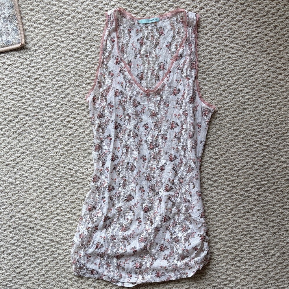 Women's Floral Lace-Trim Dress - Pink/White